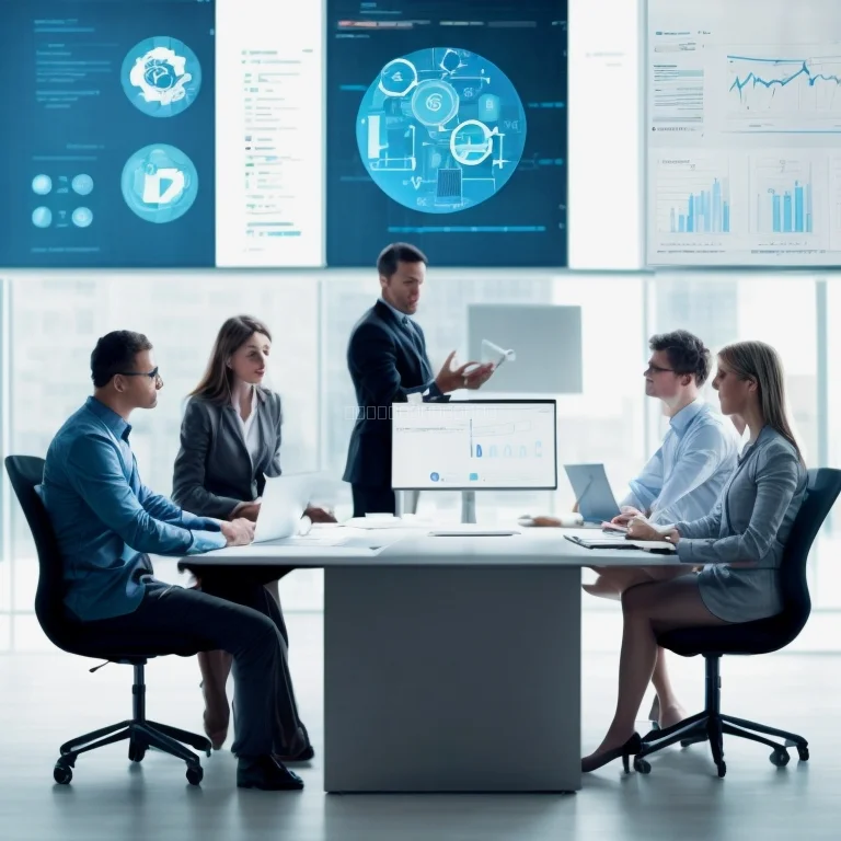 AI戦略とソフトウェアソリューションを示すビジネスイメージ